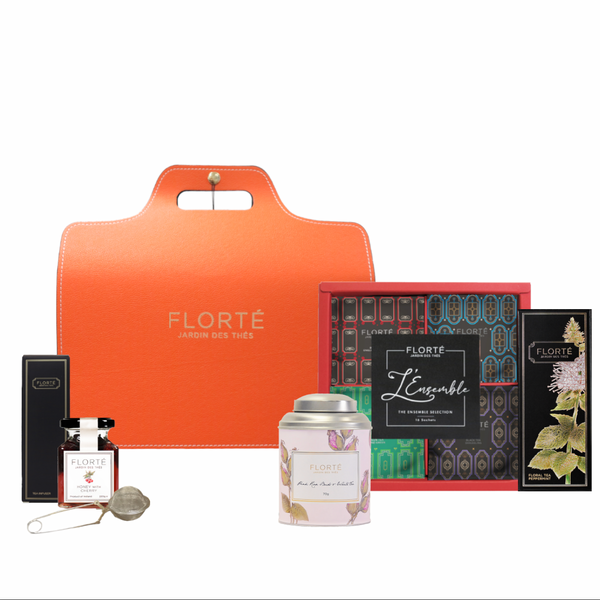 Orange Leather Bag Gift Set